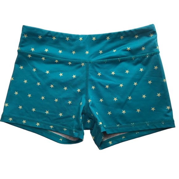 IAB Hot Shorts Cycling Yoga Athletic Workout Crossfit Green Gold Stars Small - Picture 11 of 13